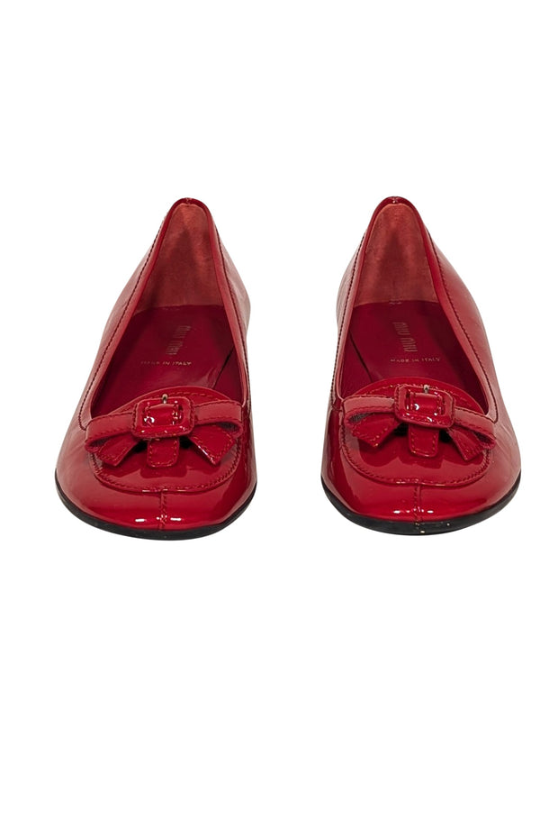 Current Boutique-Miu Miu - Red Patent Leather Loafers Sz 8