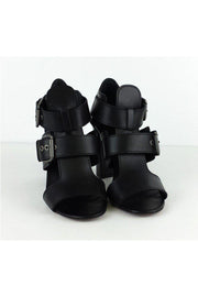 Current Boutique-Modern Vintage - Black Leather Open Toe Heels Sz 8