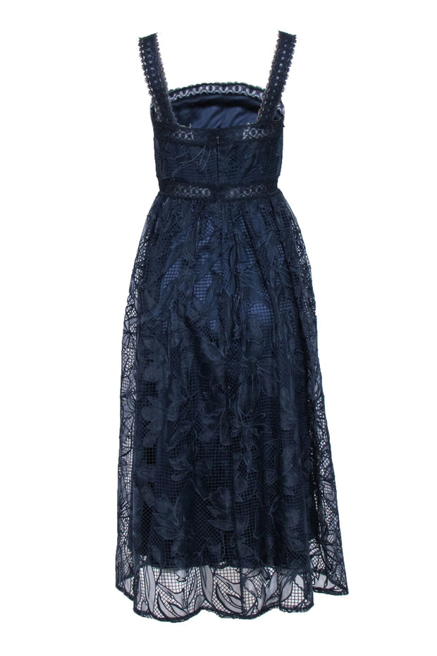 Current Boutique-Monique Lhuillier - Navy Lace Sleeveless Formal Dress Sz 4