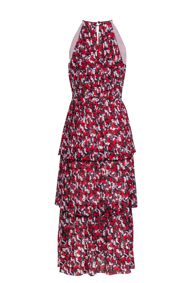Current Boutique-Monique Lhuillier - Red & Multicolor Floral Print Sleeveless Maxi Dress Sz 6