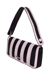 Current Boutique-Moschino - Black & White Stripe Leather Shoulder Bag