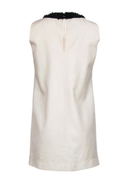 Current Boutique-Moschino Cheap & Chic - Ivory Sleeveless Swing Dress w/ Black Beaded Collar Sz 8