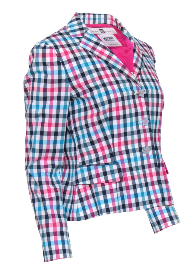 Current Boutique-Moschino Cheap & Chic - Pink, Blue, & White Gingham Blazer Sz S
