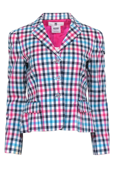 Current Boutique-Moschino Cheap & Chic - Pink, Blue, & White Gingham Blazer Sz S