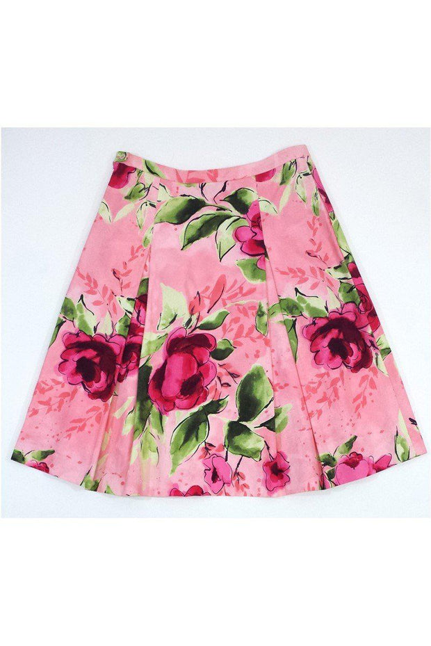 Current Boutique-Moschino Cheap & Chic - Pink & Green Floral Print Cotton Skirt Sz 8