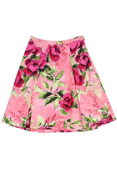 Current Boutique-Moschino Cheap & Chic - Pink & Green Floral Print Cotton Skirt Sz 8