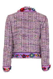 Current Boutique-Moschino - Lavender Tweed Blazer w/ Multi Color Floral Trim Sz 2