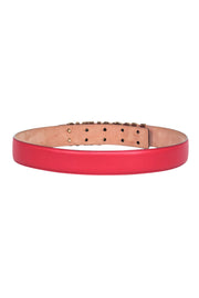 Current Boutique-Moschino - Red Leather Belt w/Gold Lettering Sz 12