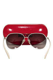 Current Boutique-Moschino - White Aviator Sunglasses