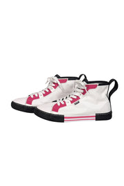 Current Boutique-Moschino - White, Pink, & Black High Top Sneakers Sz 11