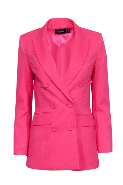 Current Boutique-Mossman - Pink Textured Double Breasted Button Blazer Sz 2
