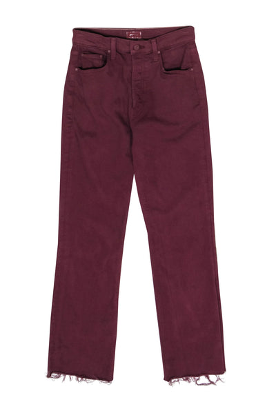 Current Boutique-Mother - Maroon Straight Leg Jeans w/ Frayed Hem Sz 4