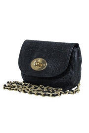 Current Boutique-Mulberry - Black Metallic Leather Lock Front Mini Crossbody Bag