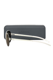 Current Boutique-Mykita - Ivory Aviators w/ Bronze Reflective Lens Sunglasses