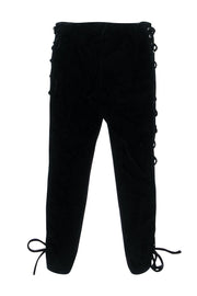 Current Boutique-NBD - Black Velvet Lace Up Side Leggings Sz S