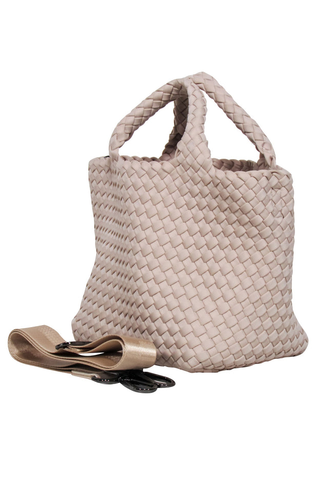 Current Boutique-Naghedi - Beige Soft Woven Top Handle Bag w/ Strap