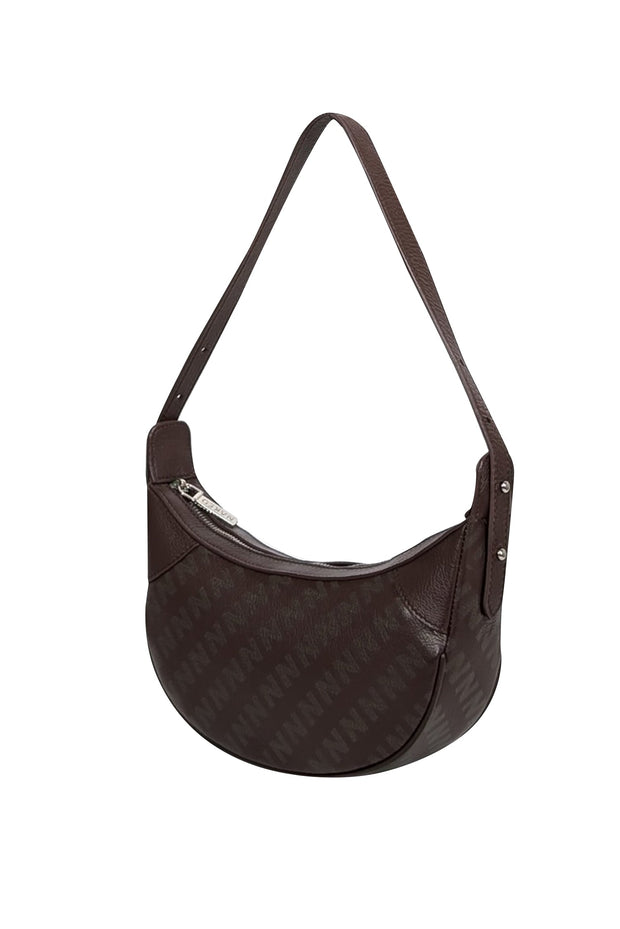 Current Boutique-Nakedvice - Brown & Grey Monogram Leather Shoulder Bag