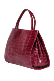 Current Boutique-Nancy Gonzalez - Red Croc Leather Structured Handbag
