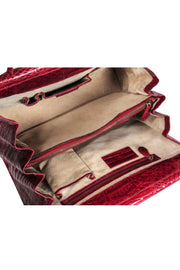 Current Boutique-Nancy Gonzalez - Red Croc Leather Structured Handbag