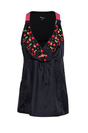 Current Boutique-Nanette Lepore - Black Cotton & Silk Blend Beaded Sleeveless Top Sz 4