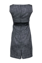 Current Boutique-Nanette Lepore - Sleeveless Charcoal Grey Sheath Midi Dress w/ Leather Waist Sz 0