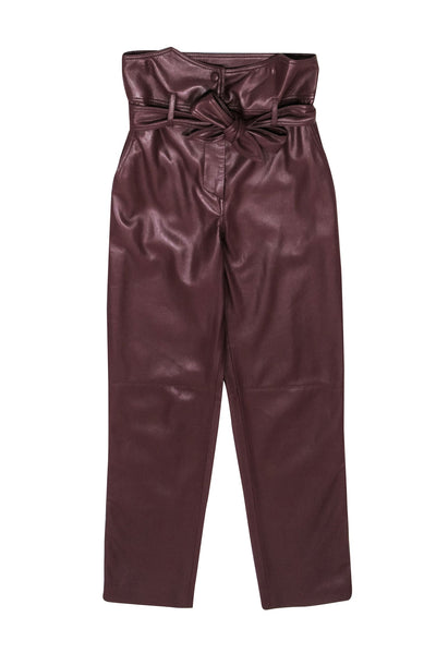 Current Boutique-Nanushka - Chestnut Brown Vegan Leather Tie Waist Trousers Sz XS