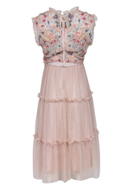Current Boutique-Needle and Thread - Blush Pink Floral Beaded & Embroidered Bodice Dress Sz 10