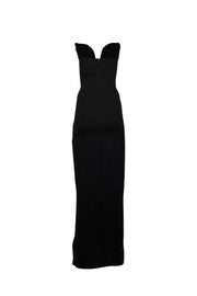 Current Boutique-Nicholas - Black Deep V Sweetheart Strapless Gown Sz 2