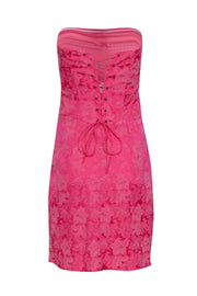 Current Boutique-Nicole Miller - Pink Brocade Strapless Tie Back Mini Dress Sz 6