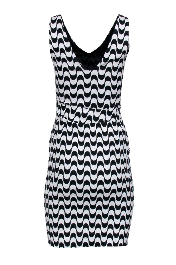 Current Boutique-Nicole Miller - Retro Black & White Sleeveless Tuck Waist Dress Sz 2