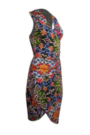 Current Boutique-Nicole Miller - Tan Leopard Print w/ Multi Color Floral & Bird Print Detail Sz P