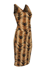 Current Boutique-Nicole Miller - Tan Sleeveless Tiger Print Dress Sz 2
