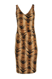 Current Boutique-Nicole Miller - Tan Sleeveless Tiger Print Dress Sz 2