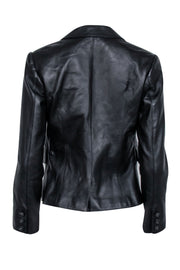 Current Boutique-Nili Lotan - Black Lambskin Leather Blazer Sz 4