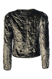 Current Boutique-Nili Lotan - Black Quilted Velvet Cropped Jacket w/ Metallic Sheen Sz M