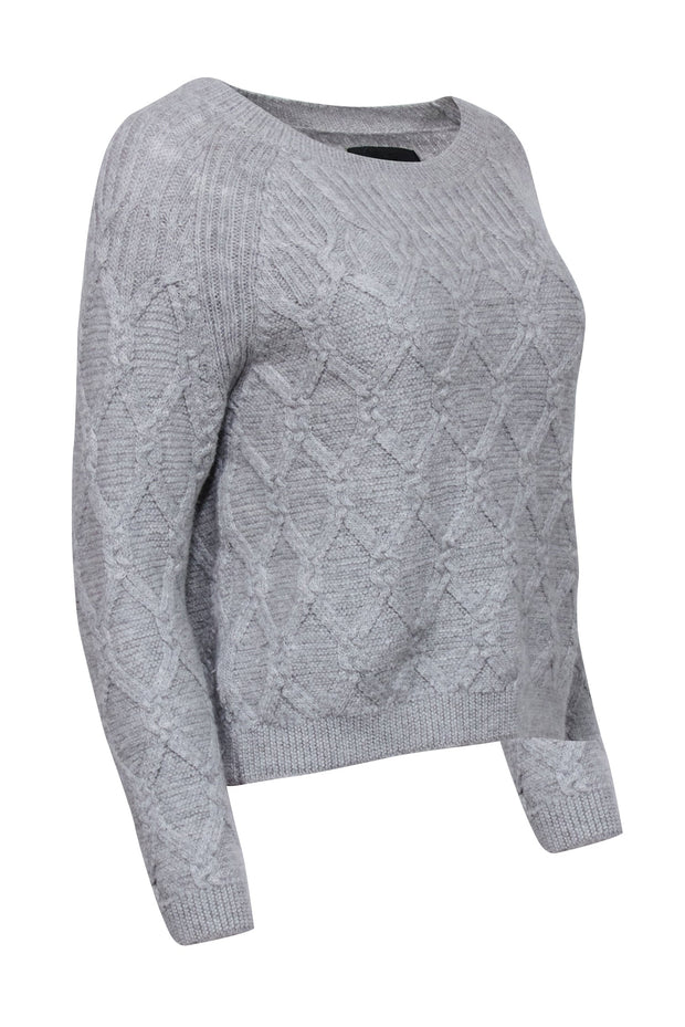 Current Boutique-Nili Lotan - Grey Alpaca Cable Knit Sweater Sz S
