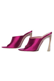 Current Boutique-Nina Ricci - Magenta Pink Satin Clear Heel Mule Pumps Sz 7.5