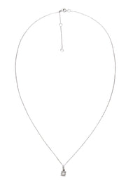 Current Boutique-No Label - 14K White Gold Chain w/ Halo Diamond Pendant Necklace