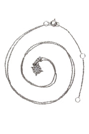 Current Boutique-No Label - 14K White Gold Chain w/ Halo Diamond Pendant Necklace