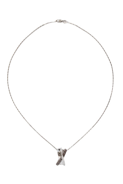 Current Boutique-No Label - 14K White Gold w/ White & Brown Diamond Pendant Necklace
