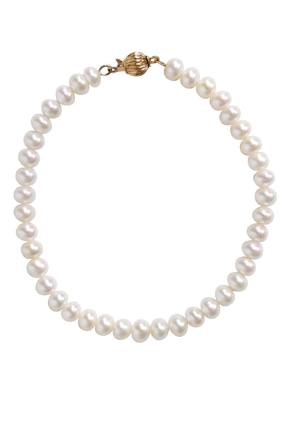 No Label - Genuine Pearl Bracelet w/ 14k Gold Closure