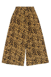 Current Boutique-Norma Kamali - Tan & Black Leopard Print Side Stripe Wide Leg Pants Sz XXS