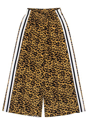 Current Boutique-Norma Kamali - Tan & Black Leopard Print Side Stripe Wide Leg Pants Sz XXS