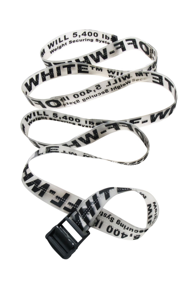 Current Boutique-Off-White - Transparent Rubber Belt w/ Black Lettering & Buckle One Size