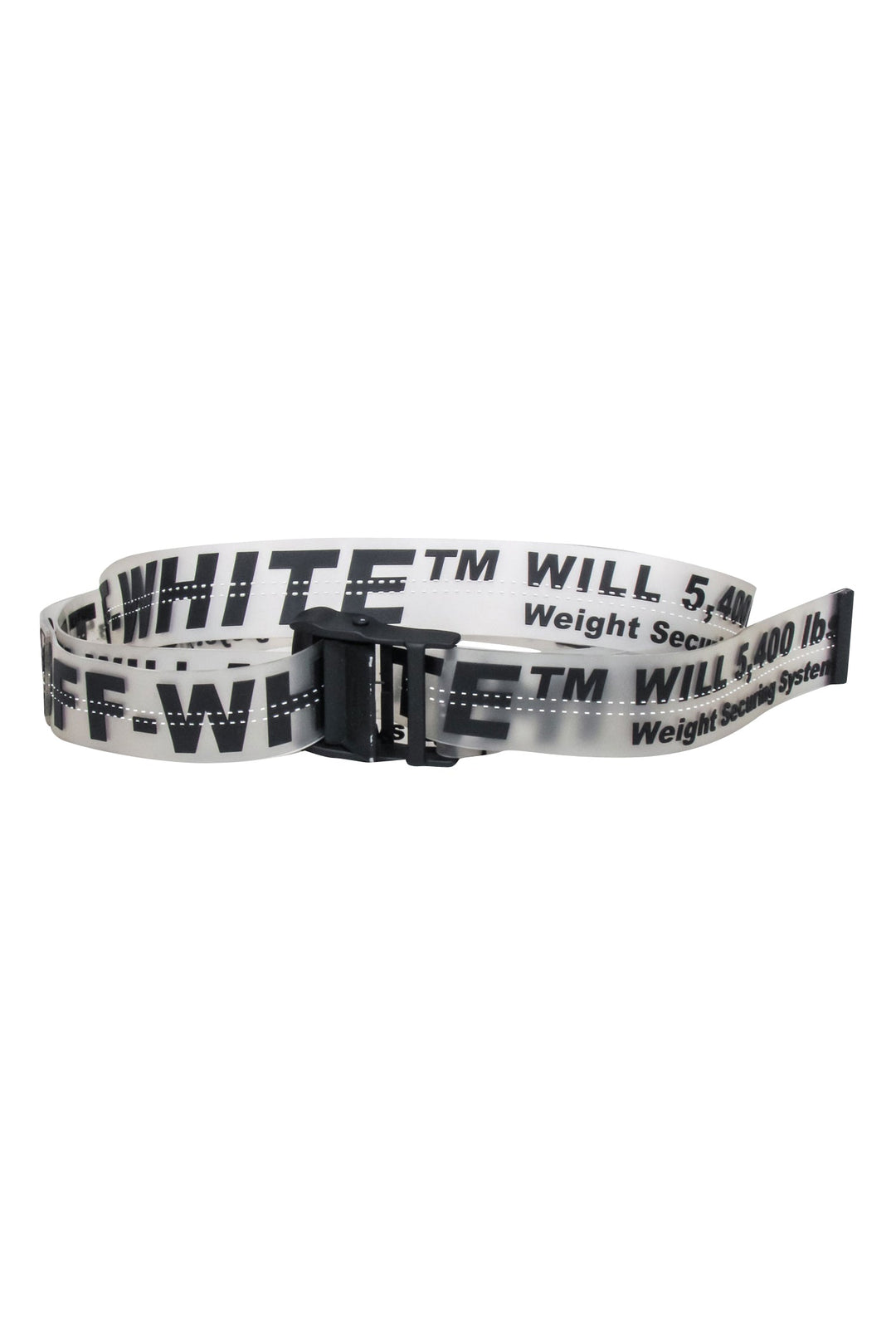 Off White Transparent Rubber Belt w Black Lettering Buckle One Si Current Boutique