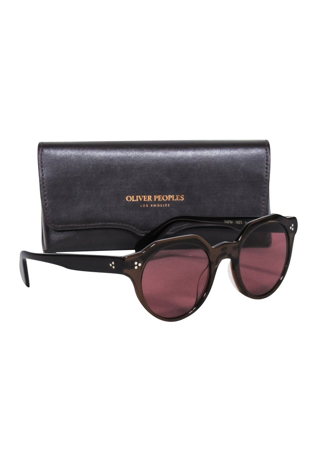 Current Boutique-Oliver Peoples - Brown Translucent Round Sunglasses