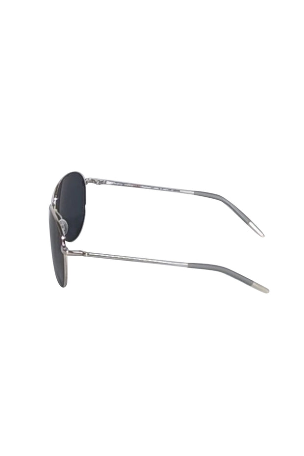 Current Boutique-Oliver Peoples - Silver & Black Aviator Sunglasses