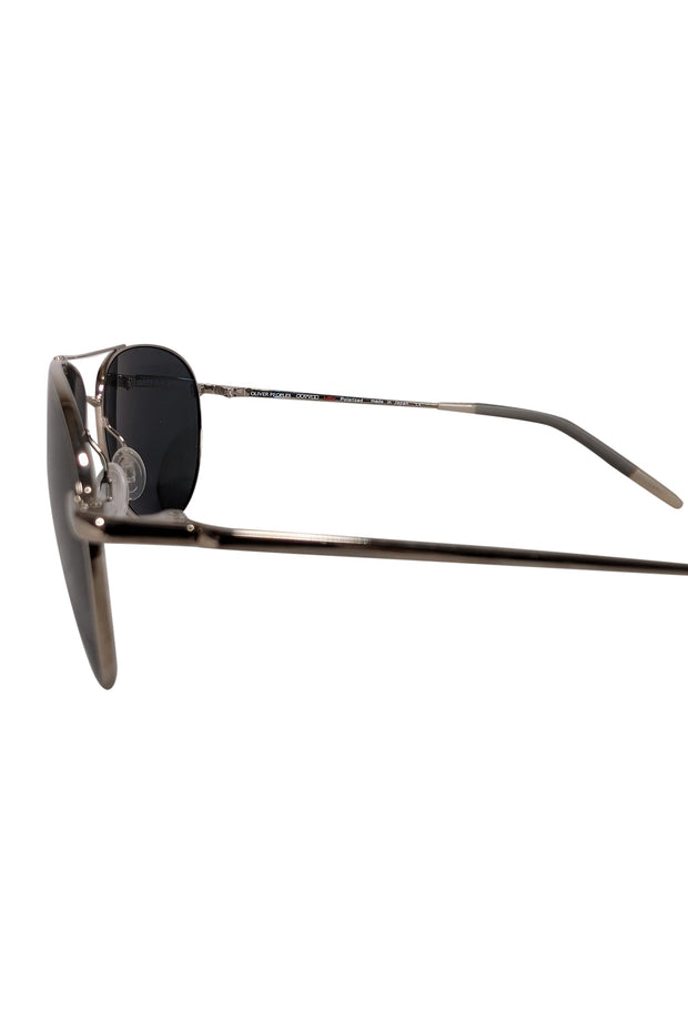 Current Boutique-Oliver Peoples - Silver & Black Aviator Sunglasses