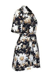 Current Boutique-Oscar de la Renta - Black, White, & Green Floral Structured Dress Sz 8