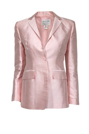 Current Boutique-Oscar de la Renta - Pink Silk Single Button Blazer Sz 4P